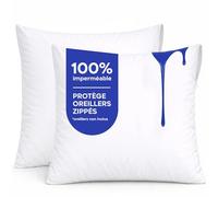 Twinzen Protege Oreiller 65x65 cm, Lot de 2 - Protège Oreiller 65x65 Imperméables - Lavables à 90°C - Anti-Acariens, Oeko-Tex, pour Bébé & Peaux Sensibles