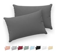 Twinzen® Taie Oreiller 30x50 cm (Lot de 2) - 100% Coton Jersey 150 GSM - Anthracite - Taie d'oreiller 30x50 cm - Housse de Coussin avec Fermeture Éclair - Certifié Oeko-Tex
