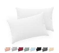 Twinzen® Taie Oreiller 30x50 cm (Lot de 2) - 100% Coton Jersey 150 GSM - Blanc - Taie d'oreiller 30x50 cm - Housse de Coussin avec Fermeture Éclair - Certifié Oeko-Tex