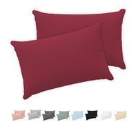 Twinzen® Taie Oreiller 30x50 cm (Lot de 2) - 100% Coton Jersey 150 GSM - Bordeaux - Taie d'oreiller 30x50 cm - Housse de Coussin avec Fermeture Éclair - Certifié Oeko-Tex