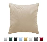 Twinzen Taie Oreiller 40x40 cm - 100% Coton Jersey (150 g/m²) - Beige - avec Fermeture Éclair Taie d'oreiller 40 x 40 cm - Housse Coussin Certifiée Oeko Tex - Doux et Respirant