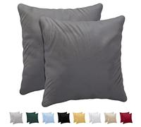 Twinzen Taie Oreiller 40x40 cm (Lot de 2) - 100% Coton Jersey 150 g/m² - Anthracite - avec Fermeture Éclair Taie d'oreiller 40 x 40 cm - Housse Coussin Certifiée Oeko Tex - Doux et Respirant