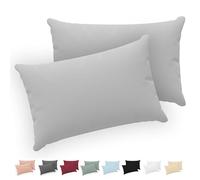 Twinzen® Taie Oreiller 40x60 (Lot de 2) - 100% Coton Jersey 150 GSM - Gris - Taie d'oreiller 40x60 - Housse de Coussin avec Fermeture Éclair - Certifié Oeko-Tex