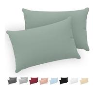 Twinzen® Taie Oreiller 40x60 (Lot de 2) - 100% Coton Jersey 150 GSM - Vert - Taie d'oreiller 40x60 - Housse de Coussin avec Fermeture Éclair - Certifié Oeko-Tex