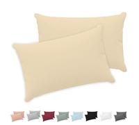 Twinzen® Taie Oreiller 40x70 (Lot de 2) - 100% Coton Jersey 150 GSM - Beige - Taie d'oreiller 40x70 - Housse de Coussin avec Fermeture Éclair - Certifié Oeko-Tex