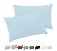 Twinzen® Taie Oreiller 40x70 (Lot de 2) - 100% Coton Jersey 150 GSM - Bleu - Taie d'oreiller 40x70 - Housse de Coussin avec Fermeture Éclair - Certifié Oeko-Tex