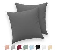 Twinzen® Taie Oreiller 50x50 (Lot de 2) - 100% Coton Jersey 150 GSM - Anthracite - Taie d'oreiller 50x50 - Housse de Coussin avec Fermeture Éclair - Certifié Oeko-Tex