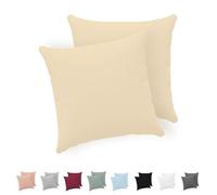 Twinzen® Taie Oreiller 65x65 (Lot de 2) - 100% Coton Jersey 150 GSM - 65x65 - Taie d'oreiller 65x65 - Housse de Coussin avec Fermeture Éclair - Certifié Oeko-Tex