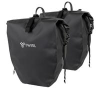 TWIRL Sacoche de vélo pour porte-bagages DOUBLE, 2x 22 litres, avec poignée, bandoulière et petite poche intérieure amovible, sac de porte-bagages, sac arrière de vélo, noir