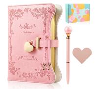 twirush Journal avec serrure pour filles et femmes, journal intime verrouillable en cuir synthétique A5, journal de 360 pages avec serrure, clés, stylo et boîte cadeau, journal secret verrouillable