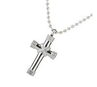 TWISAXC Collier commémoratif pour cendres, bijou croix en acier inoxydable | design élégant, pour conserver précieusement vos souvenirs. Bijou de crémation.