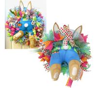 TWISAXC Décorations de printemps Couronne de Pâques colorée avec lapin,C | porte d'entrée Couronnes de Pâques pour porte d'entrée Décorations de avec lapin