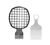 Twist Comb - Ensemble De Coiffure Afro Pick 2 Pièces | Dents Métalliques En Aluminium Et De Grille ABS | Outil De Coiffure Professionnel | Brosse À Cheveux | Pour Hommes Femmes Boucles