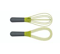 Joseph Joseph Fouet Twist 2-en-1 – fouet plat et ballon, silicone, gris/vert