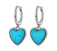 Twist Hoop Earring Blue Heart Turquoise Pendant Pendre Bouilles d'oreille pour femmes Bijoux Wedding