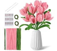 Twist Stick Set, Twist Stick Flower Bouquet Kit | Nettoyeurs de tuyaux en vrac avec instructions de fil floral | Accessoires de fabrication de branches de nettoyage de tuyaux pour crèches, pots