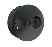 Twist USB, Ecksteckdosenelement, Avec Prise Schuko, Noir Mat