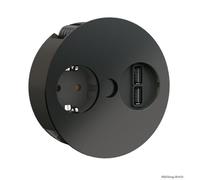 Twist USB, Élément Prise de Courant, Avec Prise Schuko, Couleur Acier Inox