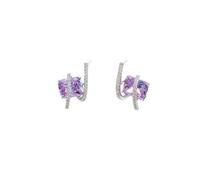 Twisted carré violet Zircon boucles d'oreilles, brillant Aurora Violet Crystal Wrap Design bijoux d'oreille, accessoire élégant pour tenue quotidienne et cadeaux de fête