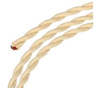 Twisted Fabric Covered Wire 2 Core 18AWG 10m/32.8ft,Vintage Woven Fabric Electric Cable for Hanging Transparent DIY Project,Beige