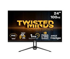 Twisted Minds Écran Gamer 24 Pouces, Dalle IPS, Résolution FHD 1920 x 1080, Taux de Rafraîchissement 100 Hz, Rapport d'Aspect 16:9, Temps de Réponse 1 ms - Noir (TM24FHD100IPS)