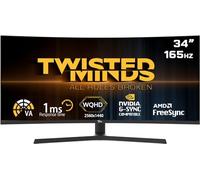 Twisted Minds Écran Gamer, Affichage Rapide 34 Pouces, Dalle IPS, résolution FHD 2560 x 1440, taux de rafraîchissement 165 Hz, Rapport d'aspect 21:9, Temps de réponse 1 ms - Noir (TM34RWA)