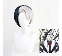 Twisted-Wonderland Divus Crewel Cosplay perruques noir gris mélange court cheveux synthétiques résistant à la chaleur Halloween fête jeu de rôle perruque