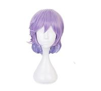Twisted Wonderland Epel Felmier Perruque courte bouclée violette + bonnet de perruque en cheveux synthétiques pour Halloween, fête pour homme et femme