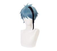 Twisted-Wonderland Floyd Jade noir bleu mixte court résistant à la chaleur cheveux synthétiques carnaval Halloween Cosplay perruque + casquette de perruque jade