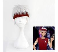 Twisted Wonderland Kalim Al-Asim Cosplay Cheveux synthétiques courts résistants à la chaleur et bonnet de perruque pour fête d'Halloween Blanc argenté