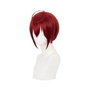 Twisted Wonderland Riddle Rosehearts Perruque courte rouge + bonnet de perruque en cheveux synthétiques pour Halloween, fête pour homme et femme