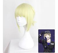 Twisted-Wonderland Rook Hunt Perruques de cosplay - Cheveux synthétiques courts et résistants à la chaleur - Doré clair - Avec filet à cheveux gratuit