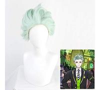 Twisted-Wonderland Sebek Cosplay perruques vert clair courte perruque de cheveux synthétiques résistant à la chaleur Pelucas + casquette de perruque gratuite