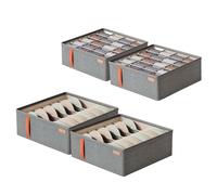 TwistedGrove Lot de 4 organiseurs de tiroirs, lavables, pliables, pour sous-vêtements, chaussettes, chemises