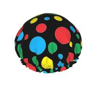 Twister Bonnet de douche imperméable pour femme avec bande élastique lavable Motif pois