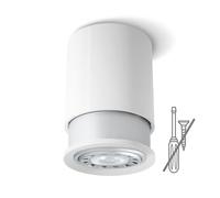 Twister Classic Spot Lampe de Plafond GU10 LED, Facile à Installer avec Crochet, Brevet Protégé, Blanc-Argent, plafonnier sans percer