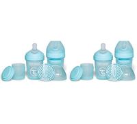 Twistshake 2x Pro Double Biberon Anti-Coliques avec Récipient à Lait en Poudre - 180 ml | Mamelon en Silicone à Débit Lent | Biberon de Lait pour Bébé sans BPA | Convient aux Nouveau-Nés (0+) | Bleu