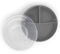 Twistshake Assiette Divisée - Vaisselle pour Bébé avec Couvercle Hermétique - Plateau de Sevrage Sans BPA - Accessoire d’Alimentation en 3 Compartiments - Essentiel Nouveau-Né - Gris