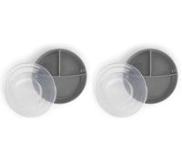 Twistshake Assiette Divisée - Vaisselle pour Bébé avec Couvercle Hermétique - Plateau de Sevrage Sans BPA - Accessoire d’Alimentation en 3 Compartiments - Essentiel Nouveau-Né - Gris (Lot de 2)