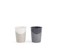 Twistshake Baby Drinking Cup 170 ml - Set of 2 | Free Flow Open Cup for Learning | Unbreakable Reusable Plastic Drinking Cup | BPA Free, 6+ Months | Black White