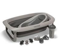 Twistshake Bébé Baignoire Set V2 | Baignoire pliable avec Berceau, Rince-Bébé et Jouets de Bain | Capacité 30 L | Sans BPA | 0-4 ans | Gris