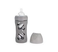 Twistshake Biberon en Verre avec Large Ouverture et Tétine Souple en Anti-colique Silicone Débit Moyen, Donner le Biberon avec Tétine en Forme de Sein, 260 ml, sans BPA, 2 Mois et +, Gris Pastel