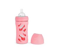 Twistshake Biberon en Verre avec Large Ouverture et Tétine Souple en Anti-colique Silicone Débit Moyen, Donner le Biberon avec Tétine en Forme de Sein, 260 ml, sans BPA, 2 Mois et +, Rose Pastel