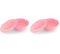 Twistshake Bol pour Bébé avec Couvercle Hermétique - Bol de Sevrage Sans BPA - Assiette d’Alimentation pour Bébés dès 6 Mois - Vaisselle de Formation pour Enfants - Rose (Lot de 2)