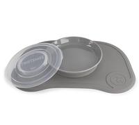 Twistshake Click Mat + Plate | Baby Non-Slip Tableware Set | Baby Plate + Baby Placemat (38x25) | BPA-Free Baby Weaning Plate | Baby Suction Plate | Food Training Plate for Kids 6m+ | Grey