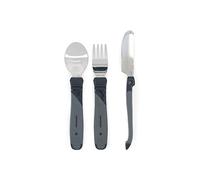 Twistshake Couverts Bébé 12m+ en Acier Inoxydable - Cuillère + Fourchette + Couteau, Lot de 3 - Set Sevrage Sans BPA - Accessoire Repas Enfant - Noir