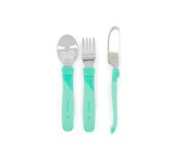 Twistshake Set de Couverts pour Bébé en Acier Inoxydable pour l'Apprentissage, avec Fourchette, Couteau et Cuillère, Sans BPA, à Partir de 12 Mois, Vert Pastel