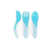 Twistshake Couverts Bébé 6m+ - Cuillère + Fourchette + Couteau, Lot de 3 - Set Sevrage Sans BPA - Accessoire Repas pour Tout-Petit - Bleu