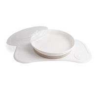 Twistshake Ensemble de Vaisselle pour Bébé Mini | Assiette Ventouse Bébé + Set de Table Bébé (31x17) | Assiette de sevrage sans BPA | Assiette Bébé d'entraînement en 3 Parties | 6 mois+ | Blanc