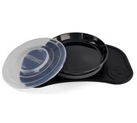 Twistshake Ensemble de Vaisselle pour Bébé Mini | Assiette Ventouse + Set de Table (31x17) | Sevrage sans BPA | 3 Parties | 6 Mois+ | Noir